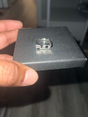 Silver Logo Ring with Cutout Design sizes 6.5 or 7